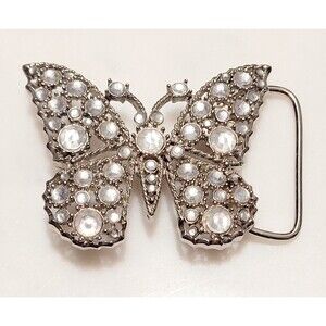 White Rhinestone Butterfly Stylish Classy Metal Women’s Belt Buckle Vintage